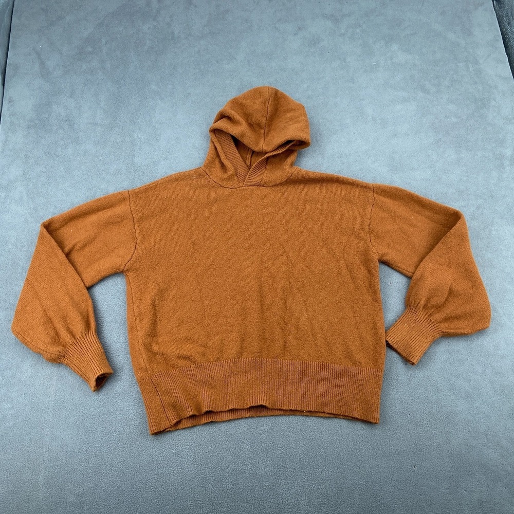 Free Assembly Hoodie Womens Medium Brown Cotton Stretch Tight Knit Ribbed Winter